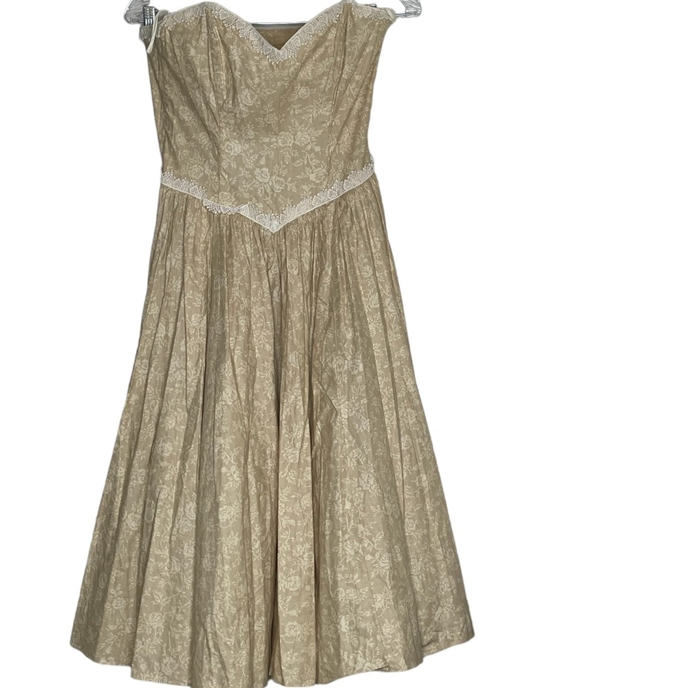 Gunne Sax‎ Vintage 80’s Strapless, Floral, 100% Cotton Dress, Size 7, EUC